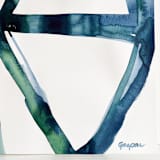 "Indigo Green Plant Cell 2" - Original Painting in blue by Mary Gaspar