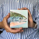 "Mini Trout Oil Painting" - Original Painting in multicolorassorted-colors by Holly Whitcomb