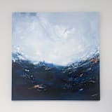 "A Duet With the Wind, 30x30" Original Abstract Seascape Painting" - Original Painting in blue by Jocelyn Elizabeth