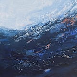 "A Duet With the Wind, 30x30" Original Abstract Seascape Painting" - Original Painting in blue by Jocelyn Elizabeth
