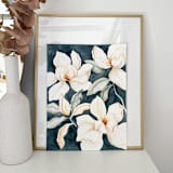 "Magnolia Grandiflora 03" - Original Painting in blue by Angele Kamp