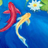 ""Duet" Original Framed Oil Painting" - Original Painting in blue by Mary Hills Powell