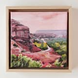 "Pink New Mexico landscape" - Original Painting in pink by Weronika Zubek