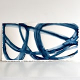 "Indigo Cell Landscape" - Original Painting in blue by Mary Gaspar