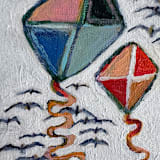 "Kites" - Original Painting in white by Elliot Stokes