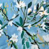 ""Floating Vineyard"- 24 x 36"- Original Painting" - Original Painting in blue by Green Barn Studio