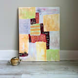 "Stitched Together" - Original Painting in beige by Summer Tali Hilty