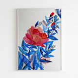 "Red Flower Original Watercolor and Ink Painting" - Original Painting in multicolor by Alexandra Dzh