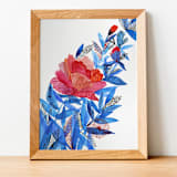 "Red Flower Original Watercolor and Ink Painting" - Original Painting in multicolor by Alexandra Dzh