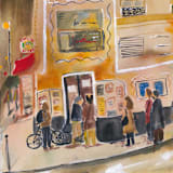 "Waiting in Line at the Cinema" - Original Painting in multicolorassorted-colors by Suzanna Toole