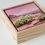 "Pink Colorado Landscape Framed" - Original Painting in pink by Weronika Zubek