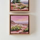 "Pink Colorado Landscape Framed" - Original Painting in pink by Weronika Zubek