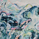 "“The Forest of Things Left Unsaid” – Original Abstract Acrylic Painting (36” X 36”)" - Original Painting in blue by Sarah Mankin