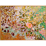 "Pink Blossom in Luminosity" - Original Painting in green by Shina Choi
