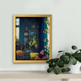 "The Drawing Room" - Original Painting in green by Wendy Keller