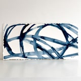 "Indigo Cell Landscape 3" - Original Painting in blue by Mary Gaspar