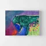 "Jaguar in Jade - Original Art" - Original Painting in green by Hilary L Hahn