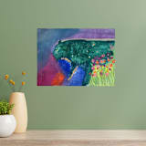 "Jaguar in Jade - Original Art" - Original Painting in green by Hilary L Hahn