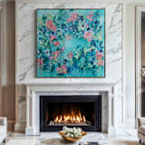 ""Emma’s Bloom" – 36x36 – Framed Original Painting" - Original Painting in multicolorassorted-colors by Sarah Mankin