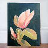 "Elegant botanical original painting" - Original Painting in pink by Lucrecia Caporale