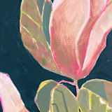 "Elegant botanical original painting" - Original Painting in pink by Lucrecia Caporale