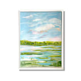 "Reflecting by the Marsh" - Original Painting in blue by Johanne Dziemian