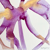 "Violet Gold Plant Cell" - Original Painting in purple by Mary Gaspar