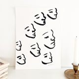 "Sumi Faces" - Original Painting in black by Mary Gaspar
