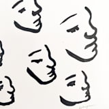 "Sumi Faces" - Original Painting in black by Mary Gaspar