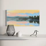 "Pastel Lake" - Original Painting in orange by Stephanie Goos Johnson