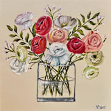 "Floral Mini 78" - Original Painting in beige by Neena Buxani
