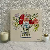 "Floral Mini 78" - Original Painting in beige by Neena Buxani