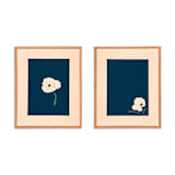 "Navy Floral Pair" - Original Painting in blue by Caryn Owen