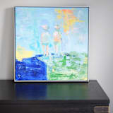 "Caddy Chatter" - Original Painting in blue by Kathryn Kelly