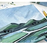 "Blue Hill Peninsula" - Original Painting in blue by Green Barn Studio
