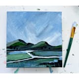 "Blue Hill Peninsula" - Original Painting in blue by Green Barn Studio
