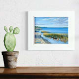 ""Harbor Light" Original Framed Oil Painting" - Original Painting in blue by Mary Hills Powell