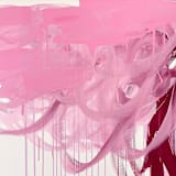"missives, marmalade, and jazz" - Original Painting in pink by bari wieselman schulman