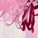 "missives, marmalade, and jazz" - Original Painting in pink by bari wieselman schulman