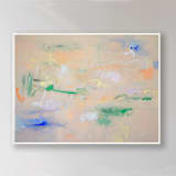"Sunlit Blossoms Meadow no.2" - Original Painting in orange by Shina Choi