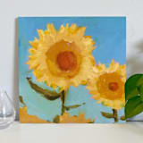 "Sunflower Square" - Original Painting in yellow by Lindsay Megahed