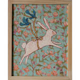 "Rabbit" - Original Painting in blue by Wendy Keller