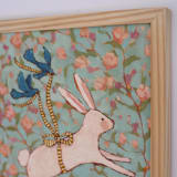 "Rabbit" - Original Painting in blue by Wendy Keller