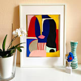 "Girl in Blue" - Original Painting in multicolor by cyrille gulassa