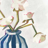 "Striped Vase 01 Original Gouache Painting" - Original Painting in blue by Lucrecia Caporale