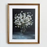 "White Anemones in Bloom" - Original Painting in multicolor by Sara Swanson