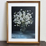 "White Anemones in Bloom" - Original Painting in multicolor by Sara Swanson