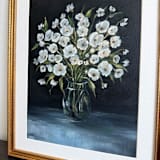 "White Anemones in Bloom" - Original Painting in multicolor by Sara Swanson