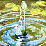 ""Ripples", Original, Framed Oil Painting" - Original Painting in blue by Mary Hills Powell