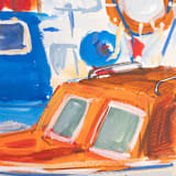 "Mediterranean boats painting" - Original Painting in multicolorassorted-colors by Alexandra Dzh